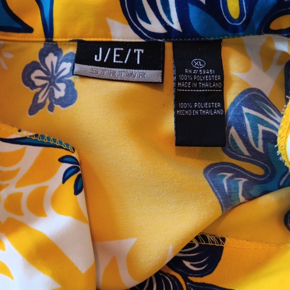J/E/T Streetwear Men's Hawaiian Top Yellow And Blue Size XLarge.  New without ta - Picture 3 of 6
